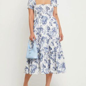 BNWT O.P.T Square Neck Smocked Maxi Dress